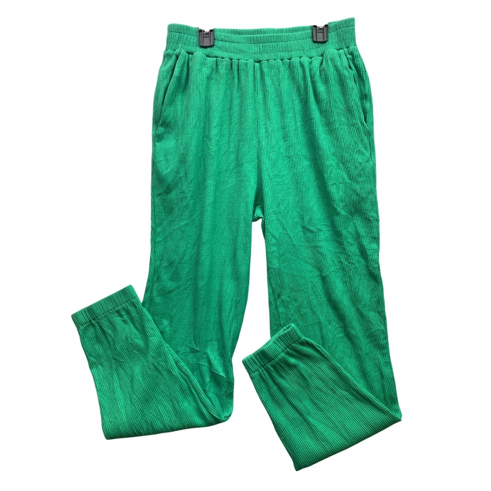 Fashion Nova Pants Womens 1XL Green Corduroy Pull On‎ Stretchy Pockets Preppy
